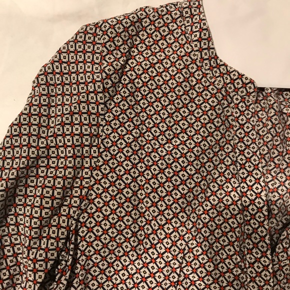 JOIE SILK TOP BLOUSE SHIRT ORANGE BLUE GEO XS - Picture 5 of 5